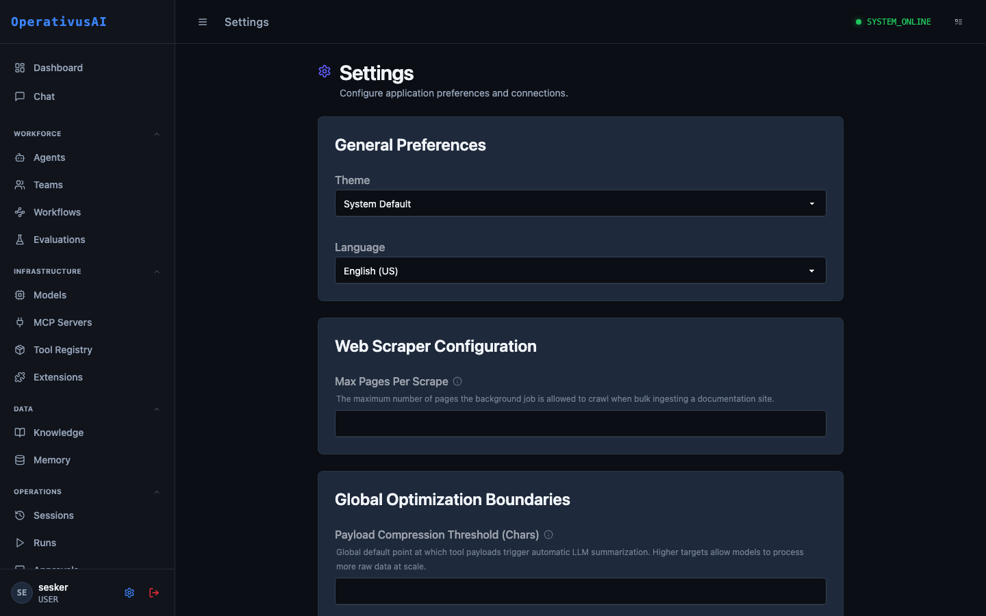 Procurator Settings administration interface
